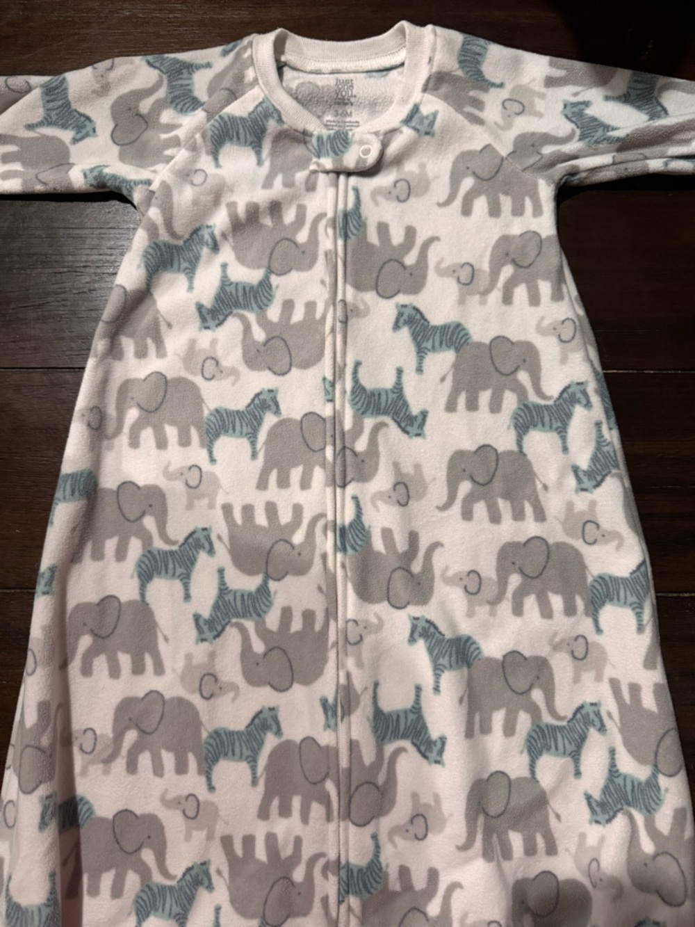 Baby Sleep Sack Pajamas - Gray Elephant & Blue Zebra Print
